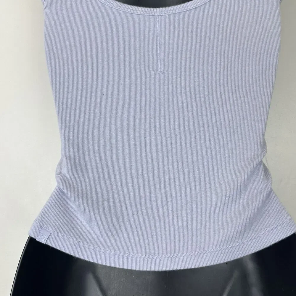 Lululemon Hold Tight Sweetheart Tank Top Serene Blue Sz 4 Ribbed LW1FR5S Casua